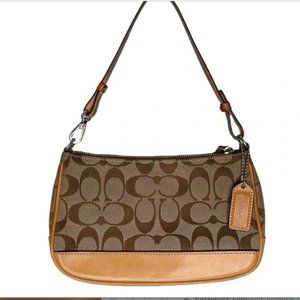 Coach Signature Demi Pouch Fabric and Leather Hand Shoulder Bag